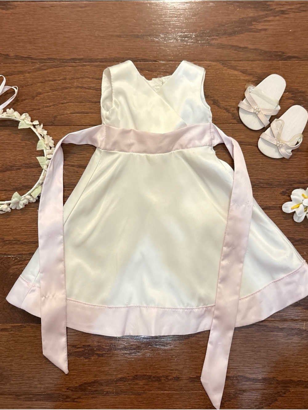 Retired American Girl Flower Girl Dress with Sash, Veil, Shoes, Flowers, Gift.